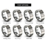 font options for inside engraving on silver finish line rings