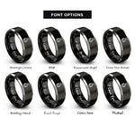 font options for inside engraving on black & gray finish medal laurel rings