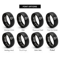 font options for inside engraving on black finish medal laurel rings