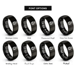 font options for inside engraving on black finish medal laurel rings