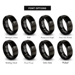 font options for inside engraving on black finish medal laurel rings