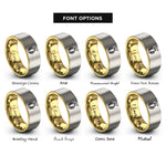 font options for inside engraving on gold & gray finish medal laurel rings