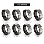 font options for inside engraving on black & grey fins crossed rings