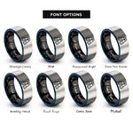 font options for inside engraving on black & blue & grey fins flippers rings