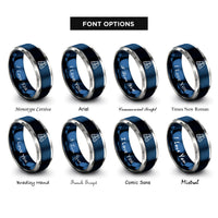 font options for inside engraving on blue & gray fins flippers rings