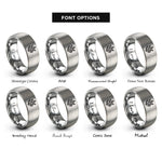 font options for inside engraving on silver fir branch pinecone rings
