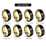 font options for inside engraving on black & gold fir tree rings