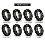 font options for inside engraving on black & silver fir tree rings