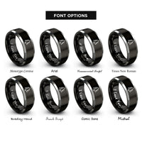 font options for inside engraving on black & silver fir tree rings