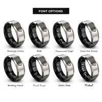 font options for inside engraving on black & gray fire alarm bell rings