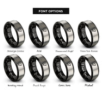 font options for inside engraving on black & silver fire alarm bell rings