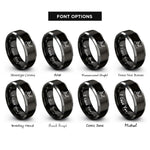 font options for inside engraving on black & grey fire boat rings