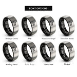 font options for inside engraving on black & silver fire boat rings