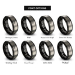 font options for inside engraving on black & grey fire boat rings