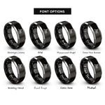 font options for inside engraving on black & silver fire boat rings