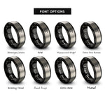 font options for inside engraving on black & silver fire breathing dragon rings