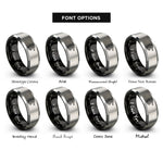 font options for inside engraving on black & silver fire breathing dragon rings