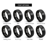 font options for inside engraving on black fire breathing dragon rings