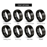 font options for inside engraving on black fire breathing dragon rings