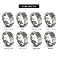 font options for inside engraving on silver fire breathing dragon rings
