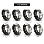 font options for inside engraving on black & silver fire elemental triangle rings