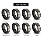 font options for inside engraving on black & gray fire extinguisher rings