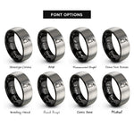 font options for inside engraving on black & silver fire extinguisher rings