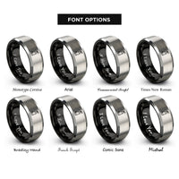 font options for inside engraving on black & gray fire extinguisher rings