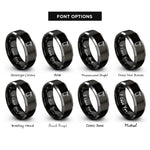 font options for inside engraving on black & silver fire extinguisher rings