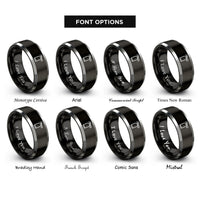font options for inside engraving on black & silver fire extinguisher rings
