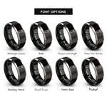 font options for inside engraving on black & silver fire extinguisher rings