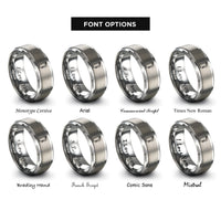 font options for inside engraving on silver fire extinguisher rings