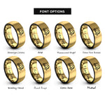 font options for inside engraving on black & gold fire helmet rings