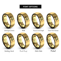 font options for inside engraving on black & gold fire helmet rings