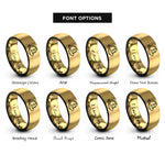 font options for inside engraving on black & gold fire helmet rings