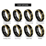 font options for inside engraving on black & gold fire helmet rings