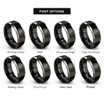 font options for inside engraving on black & silver fire helmet rings