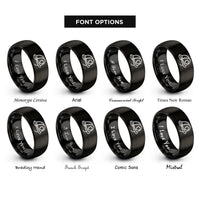 font options for inside engraving on black fire helmet rings