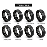 font options for inside engraving on black fire helmet rings