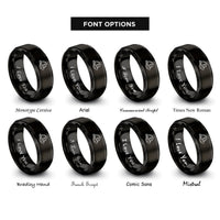 font options for inside engraving on black fire helmet rings