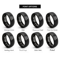 font options for inside engraving on black fire helmet rings