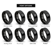font options for inside engraving on black fire helmet rings
