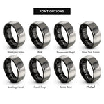 font options for inside engraving on black & silver fire hose coiled rings
