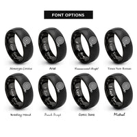font options for inside engraving on black fire hose coiled rings