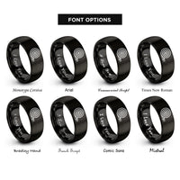 font options for inside engraving on black fire hose coiled rings