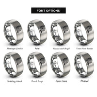 font options for inside engraving on silver fire hose coiled rings