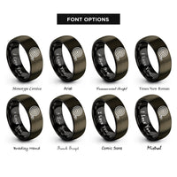 font options for inside engraving on gunmetal & black fire hose coiled rings