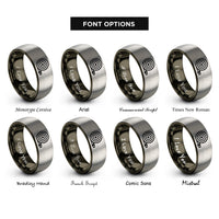 font options for inside engraving on gunmetal & gray fire hose coiled rings