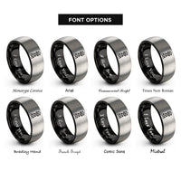 font options for inside engraving on black & gray fire lookout tower rings