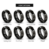 font options for inside engraving on black & gray fire lookout tower rings